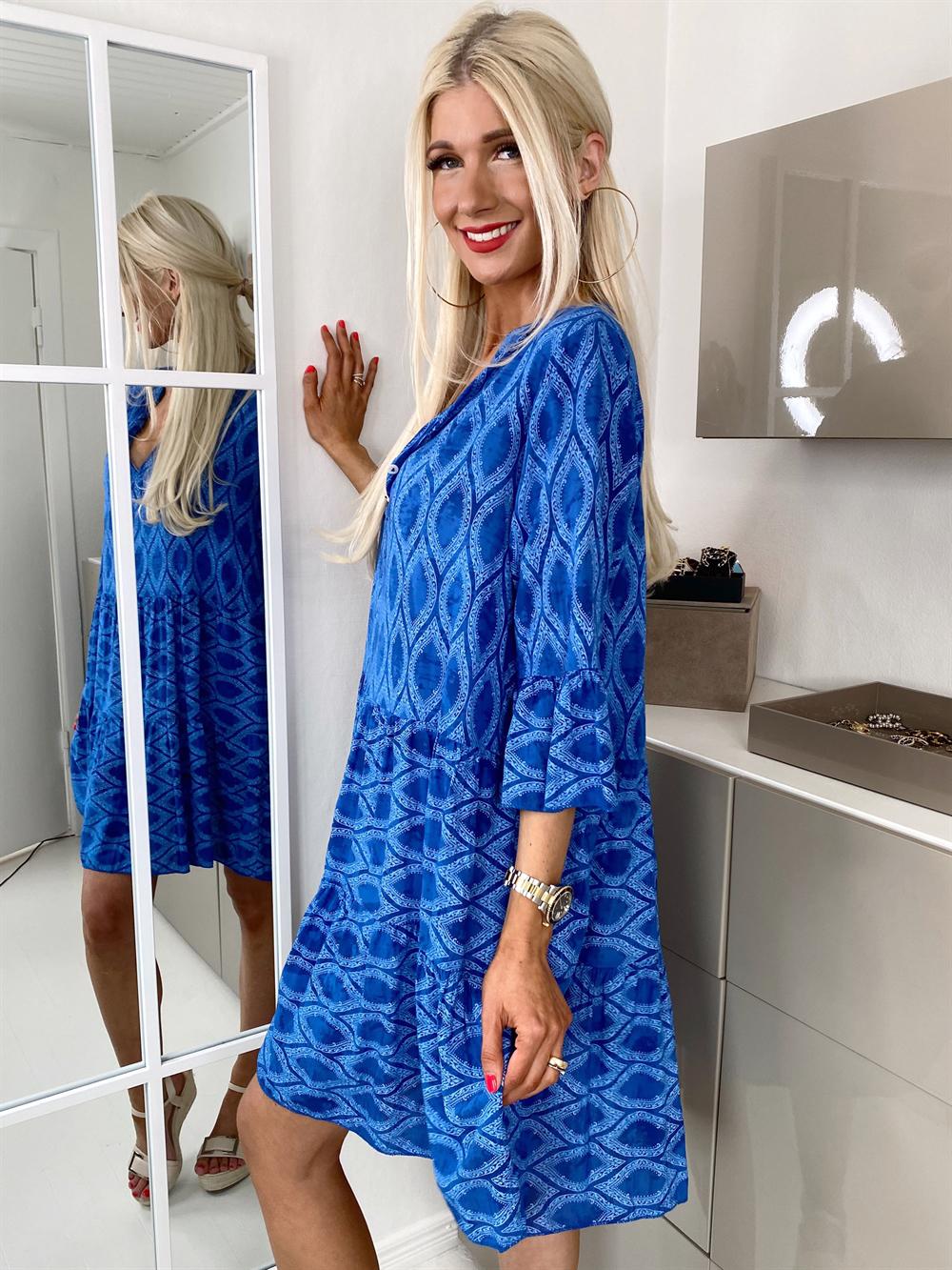 Tonja - Beige mönstrad tunika med lager på lager-look